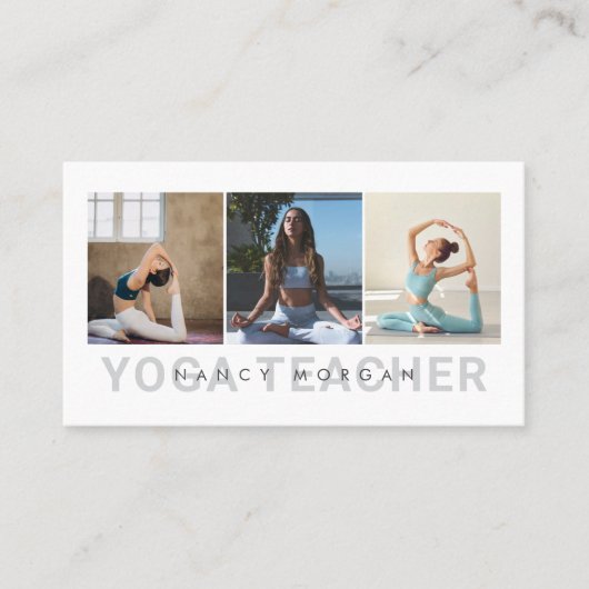 Moderne Yogalehrer-Foto-Collage Visitenkarte (Vorderseite)