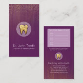 Moderne Zahnärzteernennung Lila Gold Visitenkarte (Vorne/Hinten)