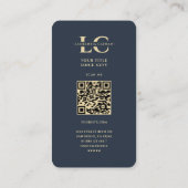 Moderne Zahnärztin Dental Tech Monogram Dark Blue Visitenkarte (Rückseite)