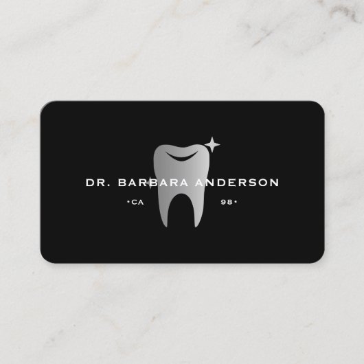 Moderne Zahnarztklinik Zahnkosmetik Schwarz Grau Visitenkarte (Vorderseite)
