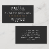 Moderne Zähne Grafik Schwarz & Weiß Orthodontist Visitenkarte (Vorne/Hinten)