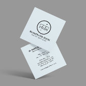 Moderne Zahnzähne schwarzes Logo auf blau Quadratische Visitenkarte