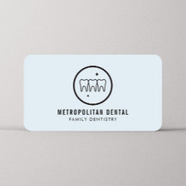 Moderne Zahnzähne schwarzes Logo auf blau Visitenkarte