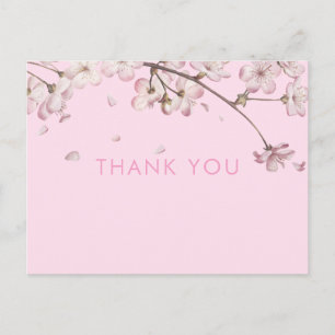 Moderne zarte Blüten-Blumen-pinke Danke Postkarte