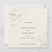 Moderne zarte Eggshell Floral Save The Date (Vorderseite)