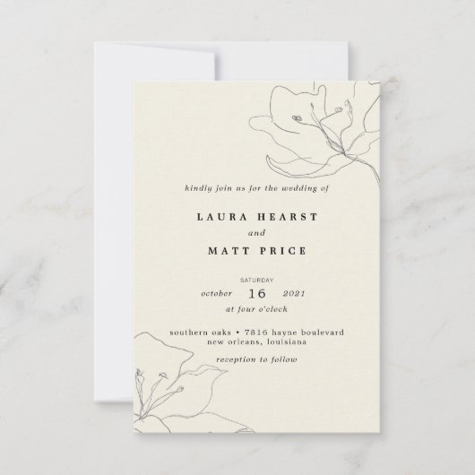 Moderne, zarte Eggshell Floral Wedding Einladung (Vorderseite)