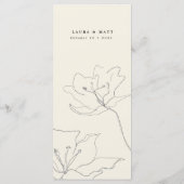 Moderne, zarte Eggshell Floral Wedding Menükarte (Rückseite)