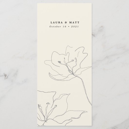 Moderne, zarte Eggshell Floral Wedding Menükarte (Rückseite)