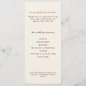 Moderne, zarte Eggshell Floral Wedding Programm (Rückseite)