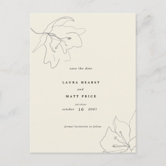 Moderne, zarte Eggshell Soft Floral Ankündigungspostkarte (Vorderseite)