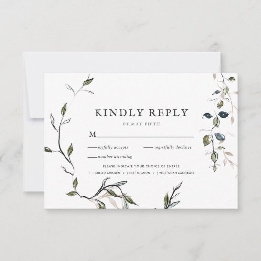 Moderne, zarte Frühlingsgrüne UAWG w/méal RSVP Karte (Vorderseite)