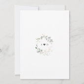 Moderne, zarte Grünpflanzen Goldkalligrafie Hochze Einladung (Rückseite)