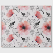 Moderne, zarte orangefarbene Blätter Geschenkpapier (Flach)