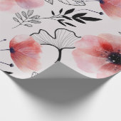 Moderne, zarte orangefarbene Blätter Geschenkpapier (Ecke)