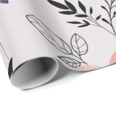 Moderne, zarte orangefarbene Blätter Geschenkpapier (Rolleneckpunkt)