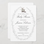 Moderne zarte Rabbit Hare Bunny Baby Dusche Einladung (Vorne/Hinten)