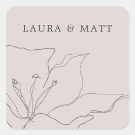 Moderne, zarte Rosa Blüte Quadratischer Aufkleber