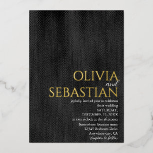 Moderne zarte schwarze Minimal Textured Wedding Folieneinladung