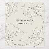 Moderne zarte, weiche Eggshell Floral Weinetikett (Einzelnes Label)