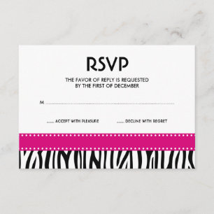 Moderne Zebra Dots Pink Black Response Card RSVP Karte