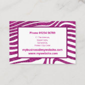 Moderne Zebra-Muster Elegante Visitenkarte (Rückseite)