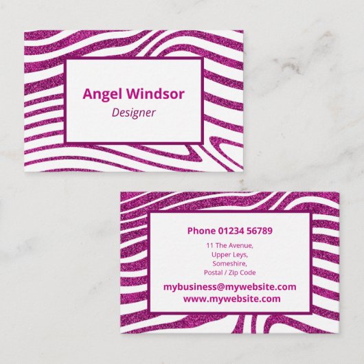 Moderne Zebra-Muster Elegante Visitenkarte (Vorne/Hinten)