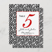 Moderne Zebra Stripe Wedding Tischnummer Card (Vorne/Hinten)
