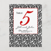 Moderne Zebra Stripe Wedding Tischnummer Card (Vorderseite)