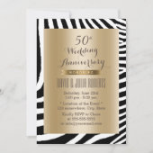 Moderne Zebra Stripes Gold 50 Jahre Hochzeit Einladung (Vorderseite)