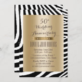 Moderne Zebra Stripes Gold 50 Jahre Hochzeit Einladung (Vorne/Hinten)