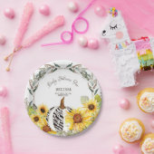 Moderne Zebra White Pumpkin Sunflowers Baby Dusche Pappteller (Party)