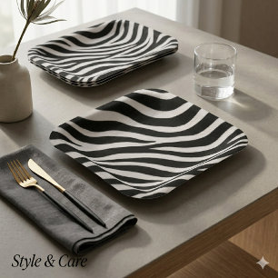 Moderne Zebradruck-Platten für Partydekoration Pappteller