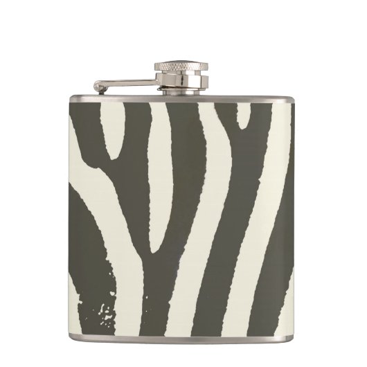 Moderne Zebrastreifen-Tierdruckmuster Flachmann (Vorderseite)
