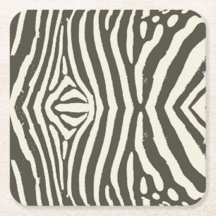 Moderne Zebrastreifen-Tierdruckmuster Rechteckiger Pappuntersetzer