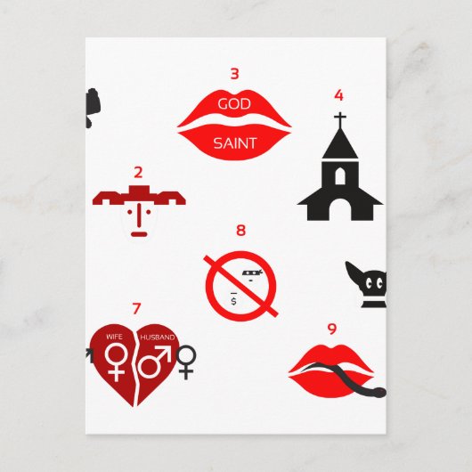 moderne zehn Gebote Postkarte (Vorderseite)