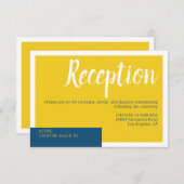 Moderne zeitgenössische blaue und gelbe Hochzeit m Begleitkarte (Vorne/Hinten)