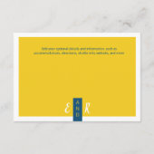 Moderne zeitgenössische blaue und gelbe Hochzeit m Begleitkarte (Rückseite)