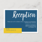 Moderne zeitgenössische blaue und gelbe Hochzeit m Begleitkarte (Vorderseite)