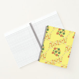 Moderne zeitgenössische Blumen-Notizbuch mit gelbe Notizblock
