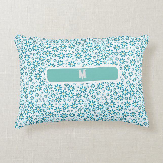 Moderne zeitgenössische Daisy-Blume Dekokissen (Vorderseite)