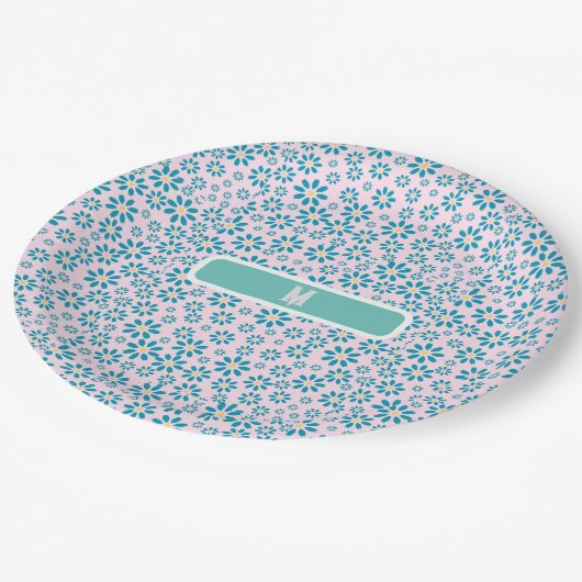 Moderne zeitgenössische Daisy-Blume Pappteller (Schrägansicht)