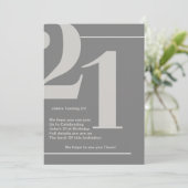 Moderne, zeitgenössische Einladung zum 21. Geburts (Stehend Vorderseite)
