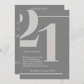 Moderne, zeitgenössische Einladung zum 21. Geburts (Vorne/Hinten)