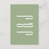 Moderne, zeitgenössische, grüne Weiße Hochzeit Begleitkarte (Rückseite)