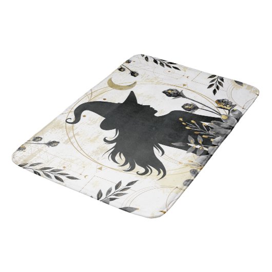 Moderne zeitgenössische Halloween-Hexe 3 Badematte (Schrägansicht)