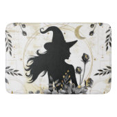 Moderne zeitgenössische Halloween-Hexe 3 Badematte (Vorderseite)
