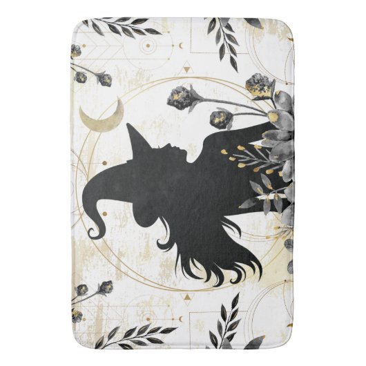 Moderne zeitgenössische Halloween-Hexe 3 Badematte (Vorderseite Vertikal)