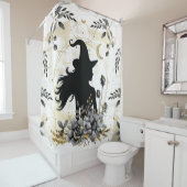 Moderne zeitgenössische Halloween-Hexe 3 Duschvorhang (Beispiel)