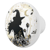 Moderne zeitgenössische Halloween-Hexe 3 Keramikknauf (Rechts)