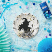 Moderne zeitgenössische Halloween-Hexe 3 Pappteller (Party)